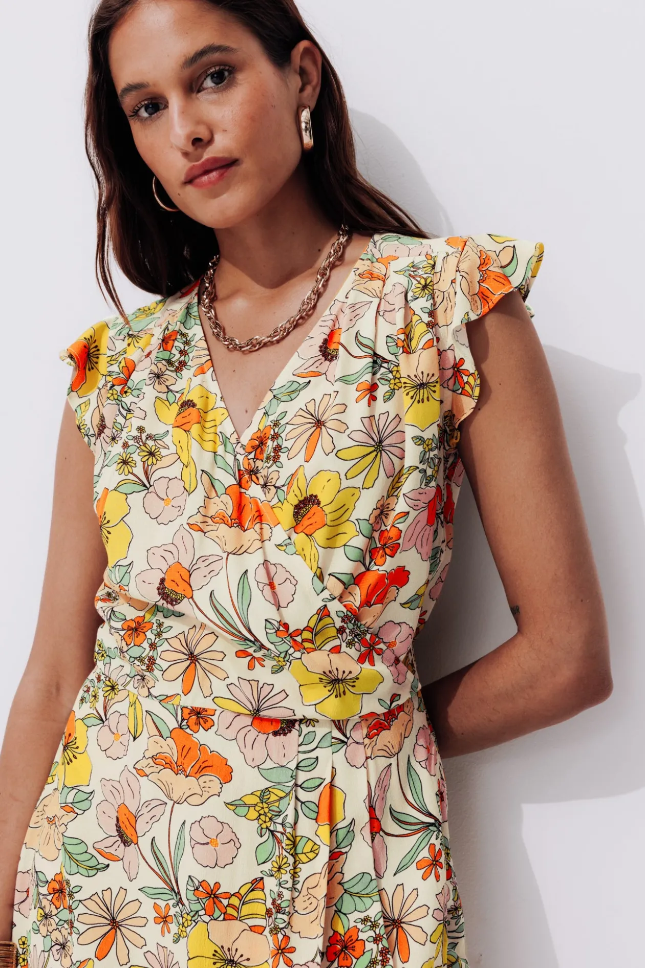 Promod Robe courte fleurie Femme - Imprimé écru Impriméécru Discount