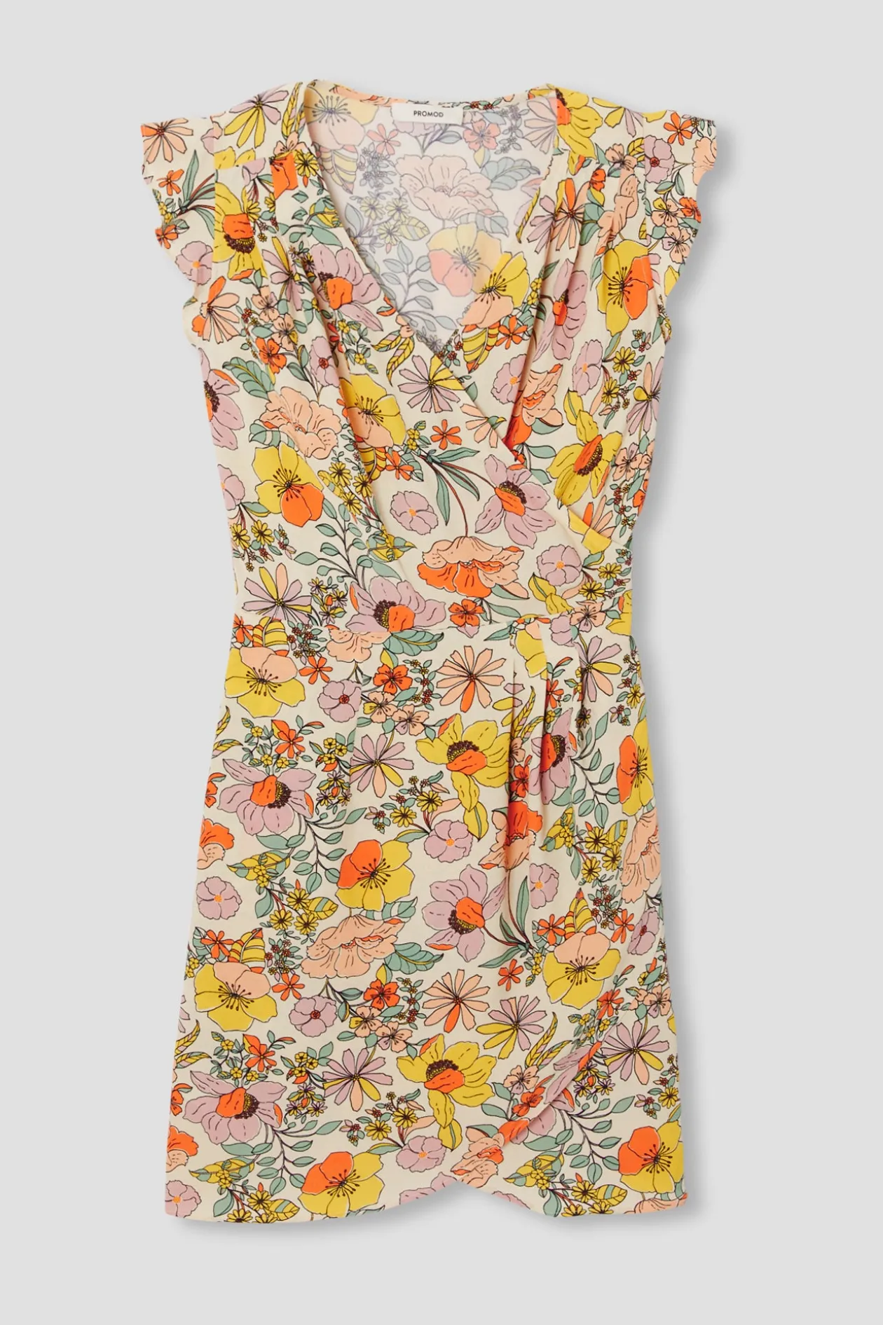 Promod Robe courte fleurie Femme - Imprimé écru Impriméécru Discount