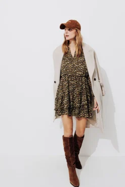 Promod Robe courte imprimée Femme - Imprimé marron Imprimémarron Fashion