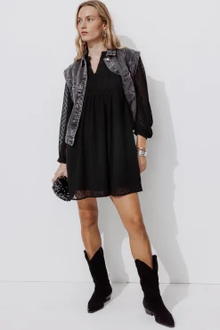 Promod Robe courte plumetis Femme - Noir Best