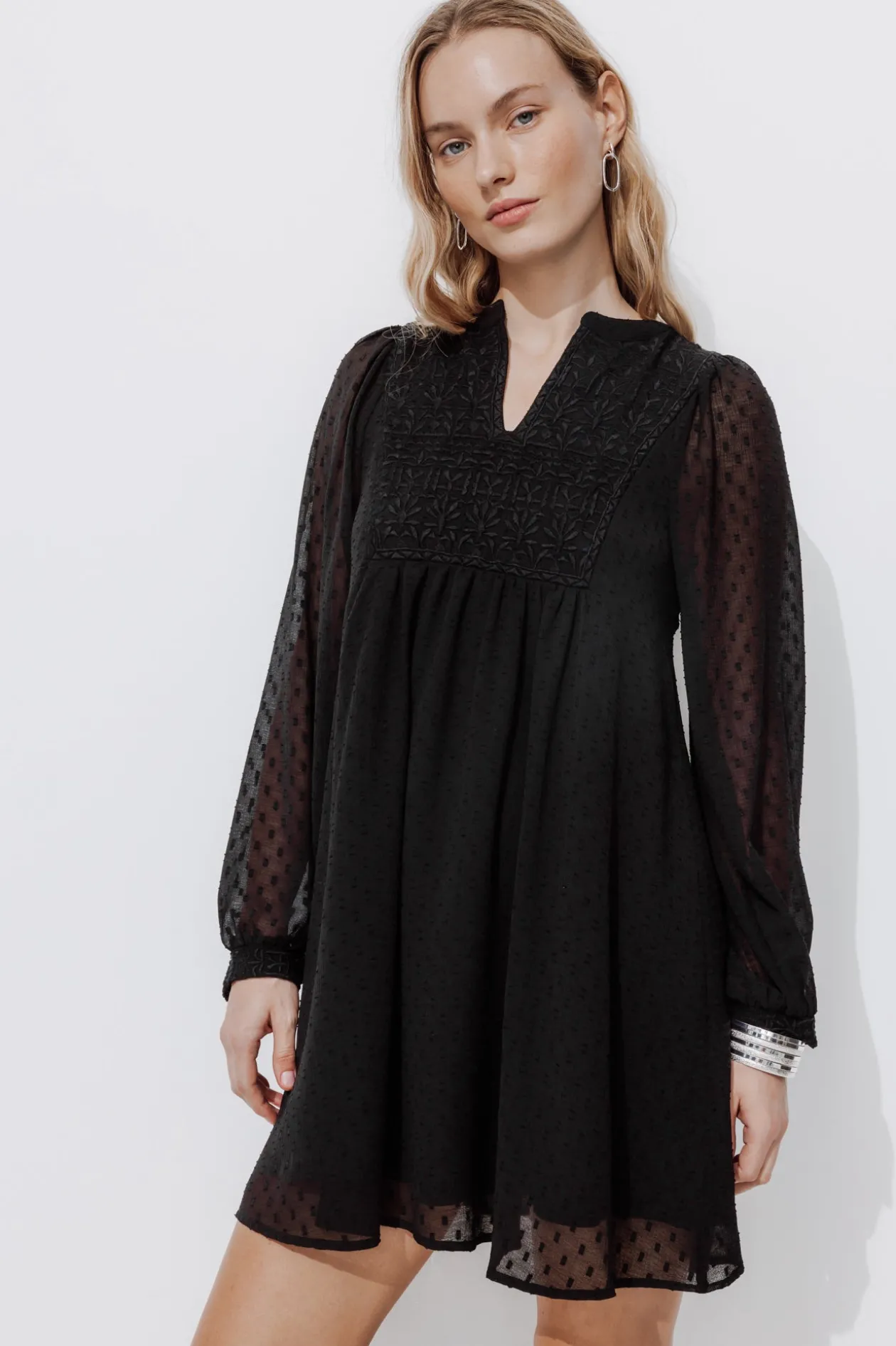 Promod Robe courte plumetis Femme - Noir Best