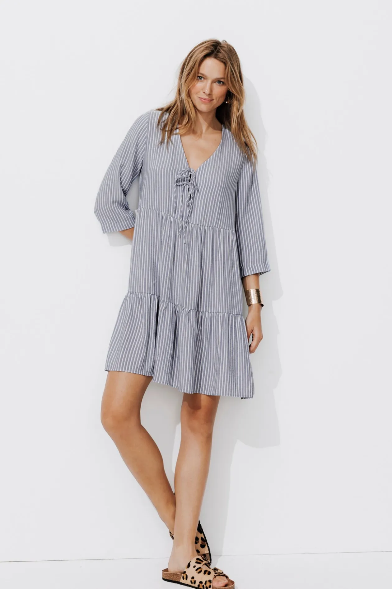 Promod Robe courte rayée Femme - Rayé marine Rayémarine Shop