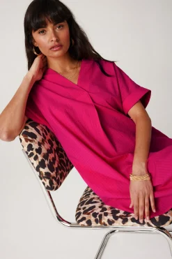 Promod Robe courte unie Femme - Framboise Discount