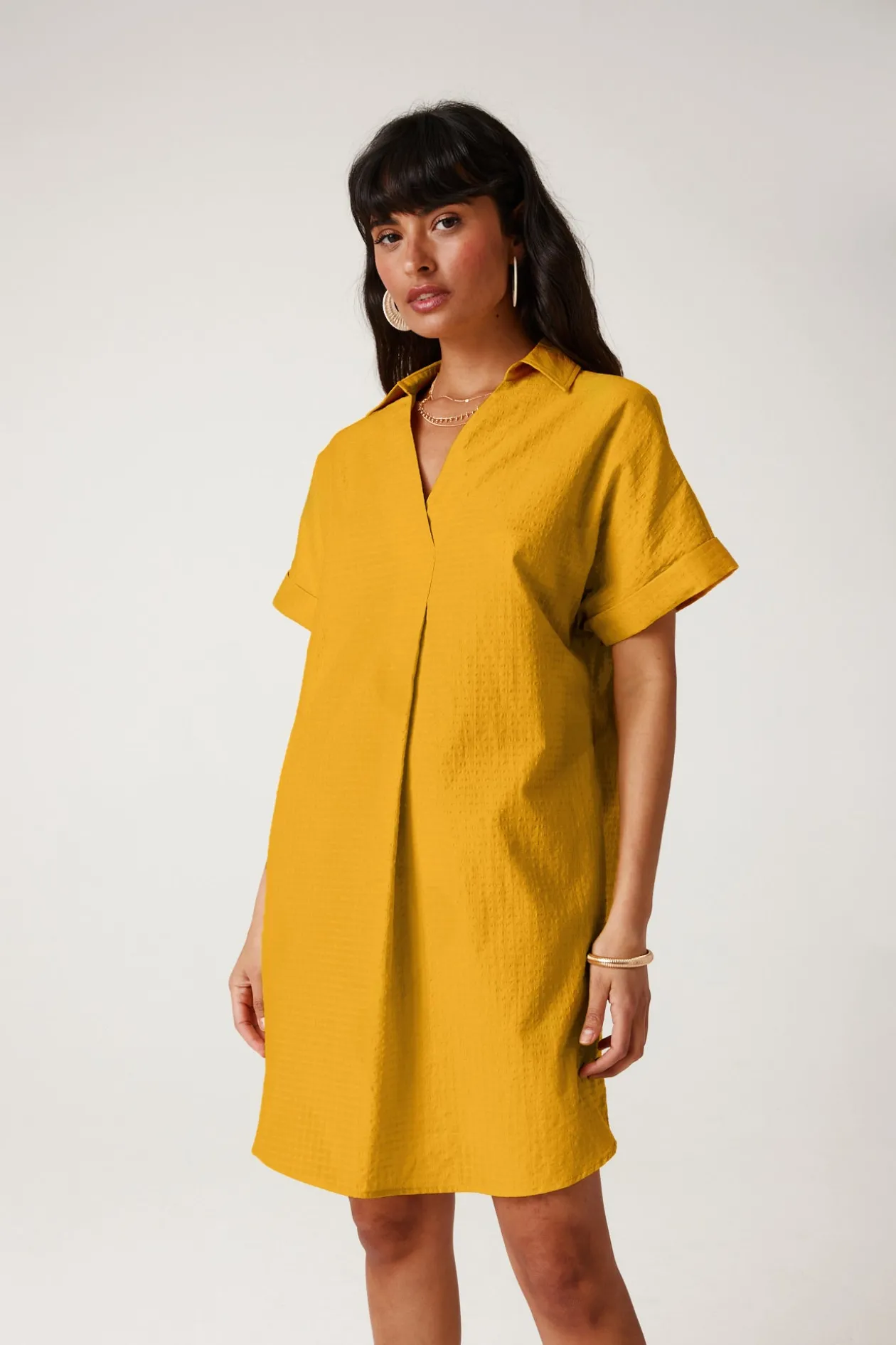 Promod Robe courte unie Femme - Ocre Hot