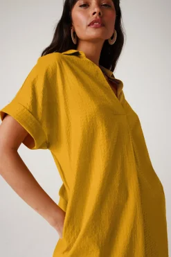 Promod Robe courte unie Femme - Ocre Hot