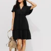 Promod Robe courte volantée Femme - Noir Best Sale