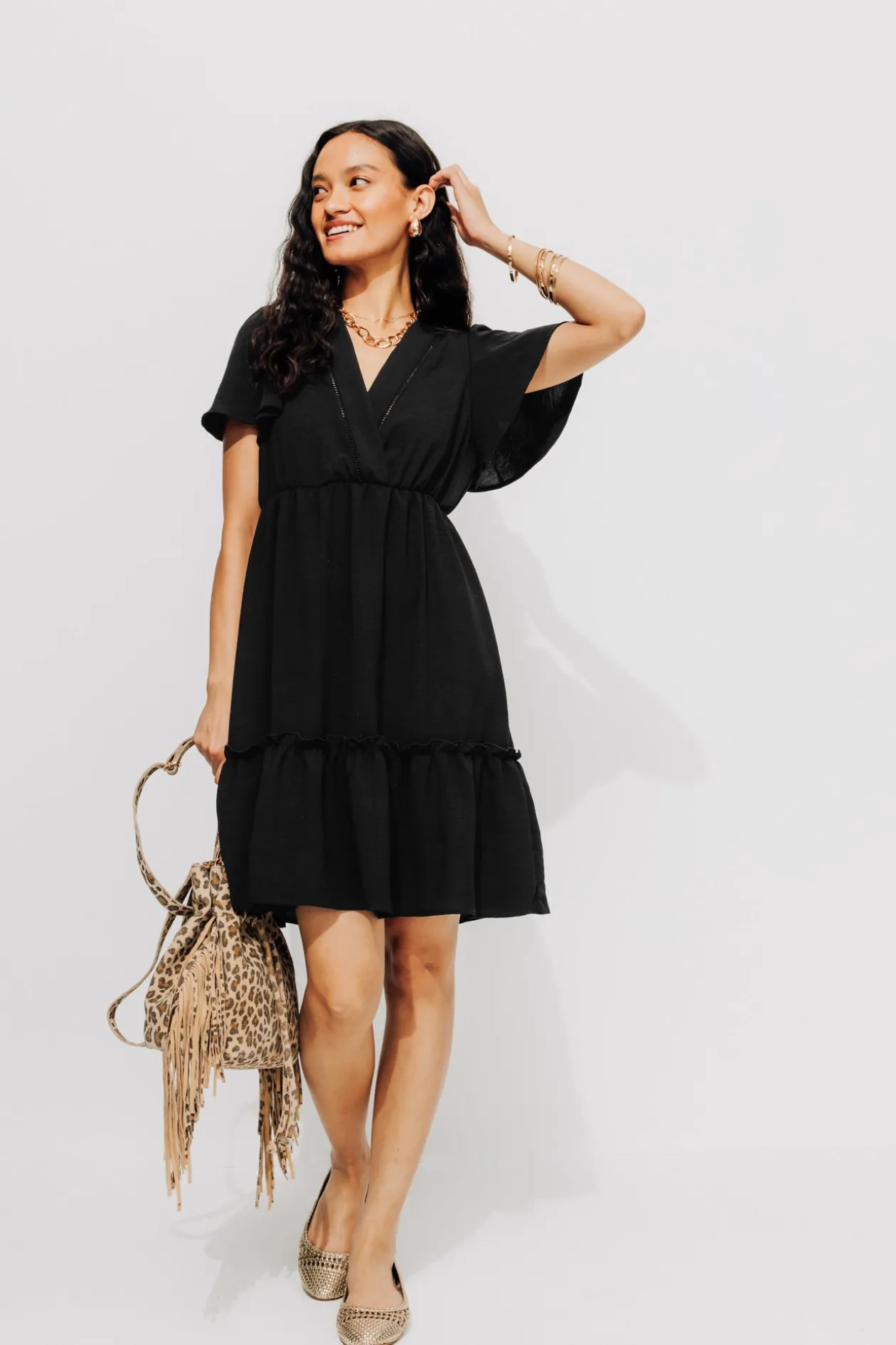 Promod Robe courte volantée Femme - Noir Best Sale