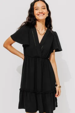 Promod Robe courte volantée Femme - Noir Best Sale