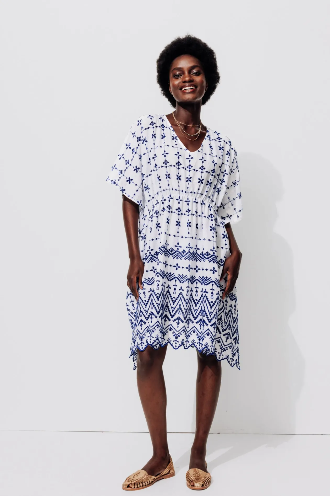 Promod Robe de plage brodée Femme - Bleu New