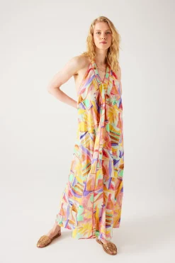 Promod Robe dos nu imprimée Femme - Imprimé écru Impriméécru Discount
