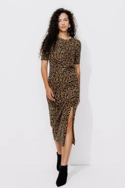 Promod Robe drapée léopard Femme - Imprimé multicolore Imprimémulticolore Discount