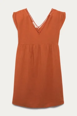 Promod Robe en gaze de coton Femme - Terre de sienne Terredesienne New