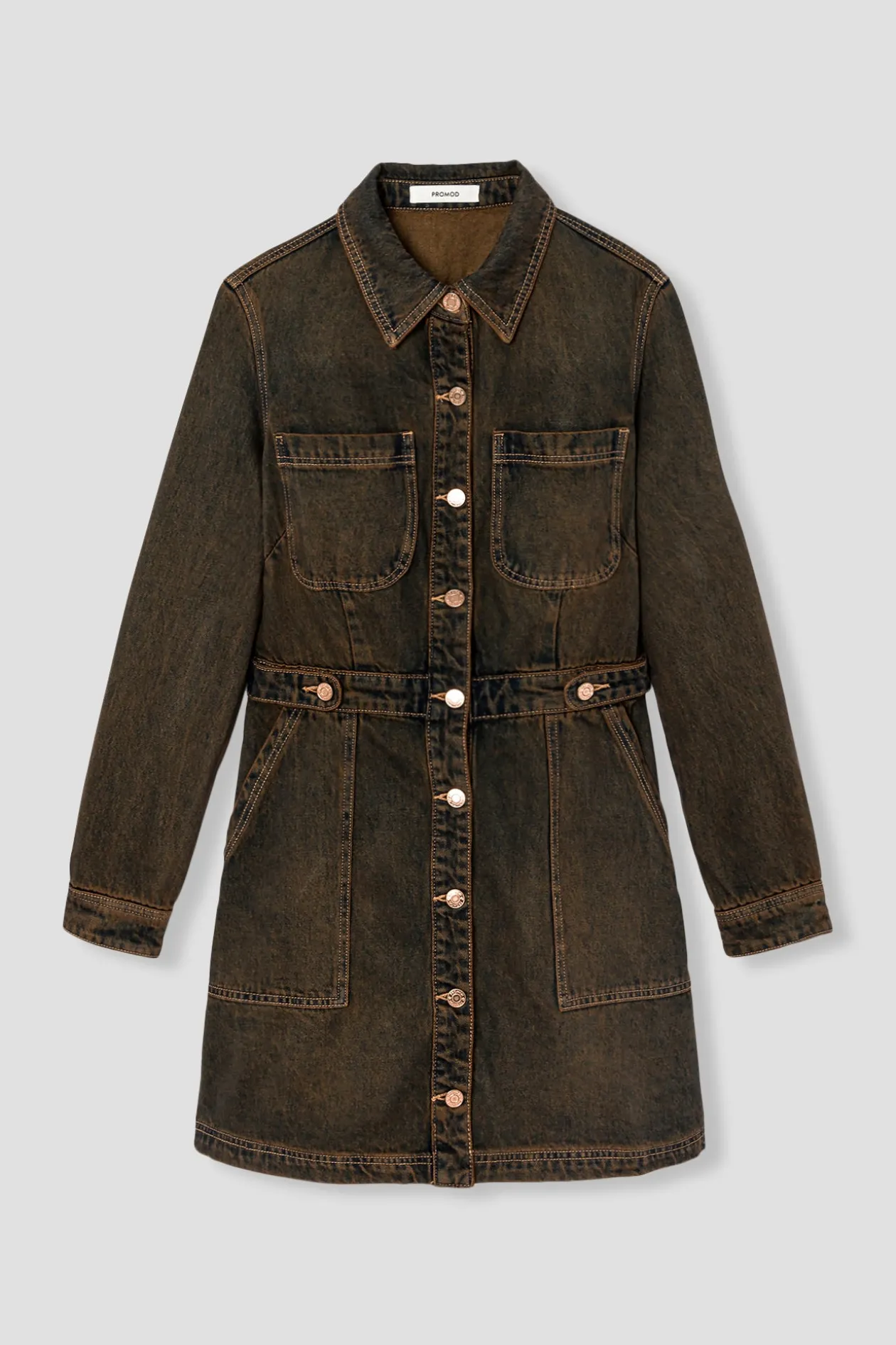 Promod Robe en jean surteint Femme - Marron Discount