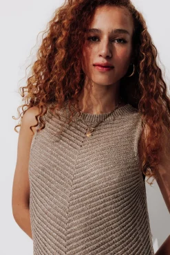 Promod Robe en maille irisée Femme - Taupe Flash Sale