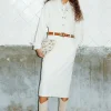 Promod Robe en toile mi-longue Femme - Ecru Online