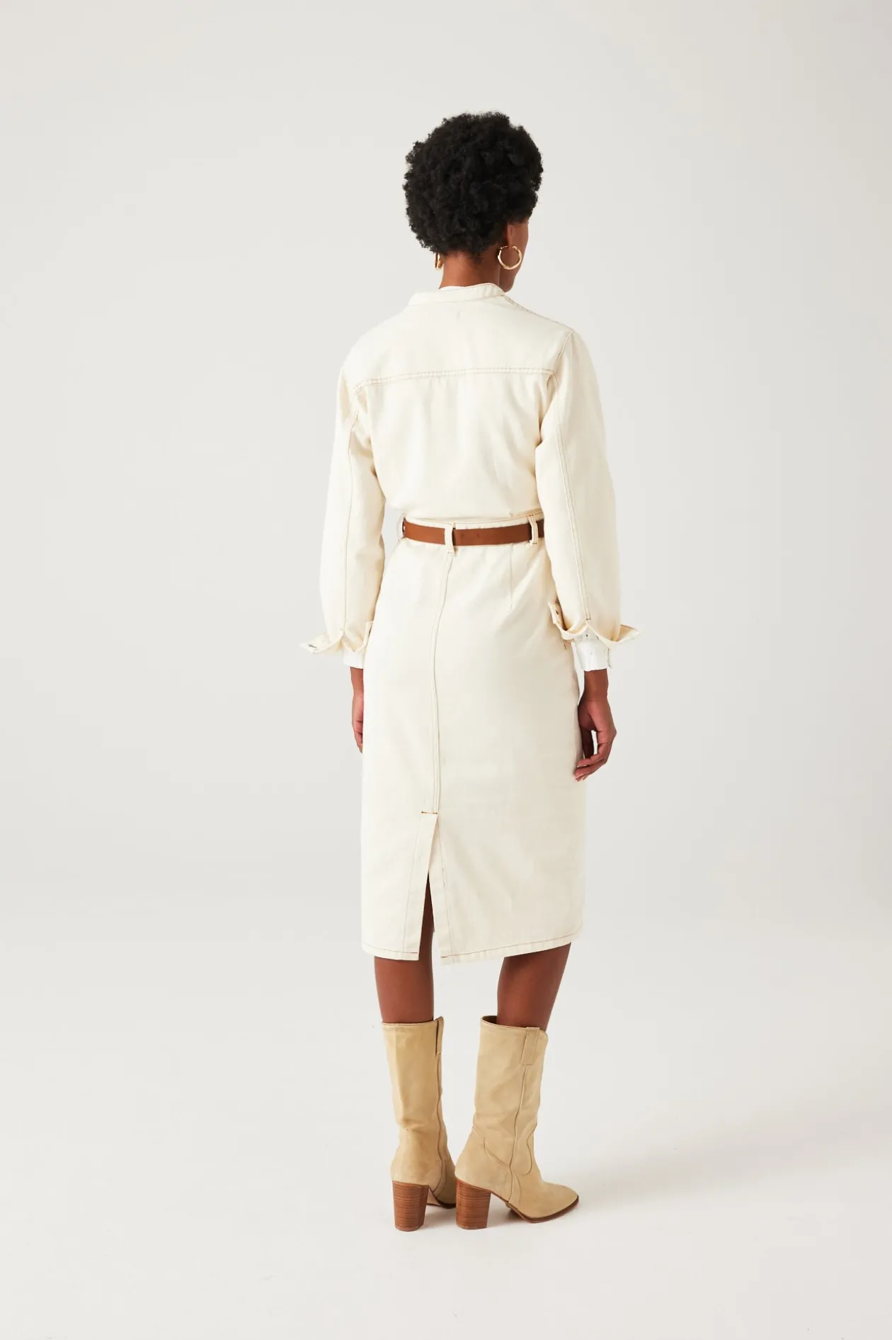 Promod Robe en toile mi-longue Femme - Ecru Online