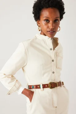 Promod Robe en toile mi-longue Femme - Ecru Online