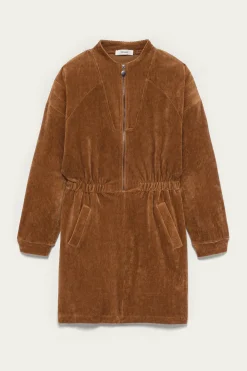 Promod Robe en velours côtelé Femme - Marron Store