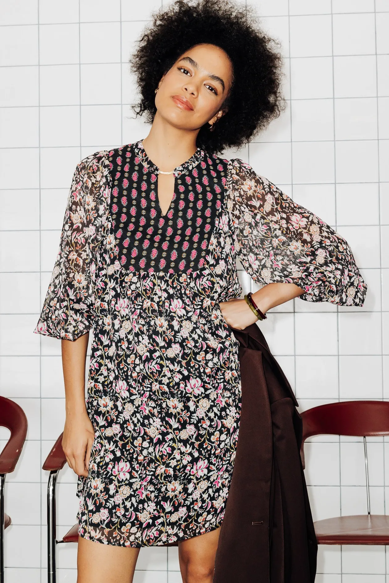 Promod Robe en voile imprimé Femme - Imprimé multicolore Imprimémulticolore Clearance