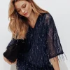 Promod Robe frangée à paillettes - Rayé cerise Rayécerise Clearance