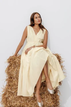 Promod Robe froissée décolletée Femme - Ecru Discount