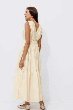 Promod Robe froissée décolletée Femme - Ecru Discount