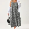 Promod Robe longue à bretelles - Imprimé noir Impriménoir Flash Sale