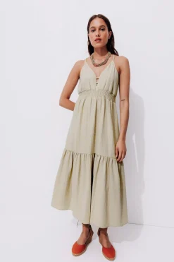 Promod Robe longue à bretelles - Sable Shop