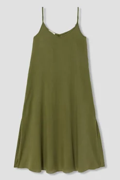 Promod Robe longue à bretelles Femme - Kaki Fashion