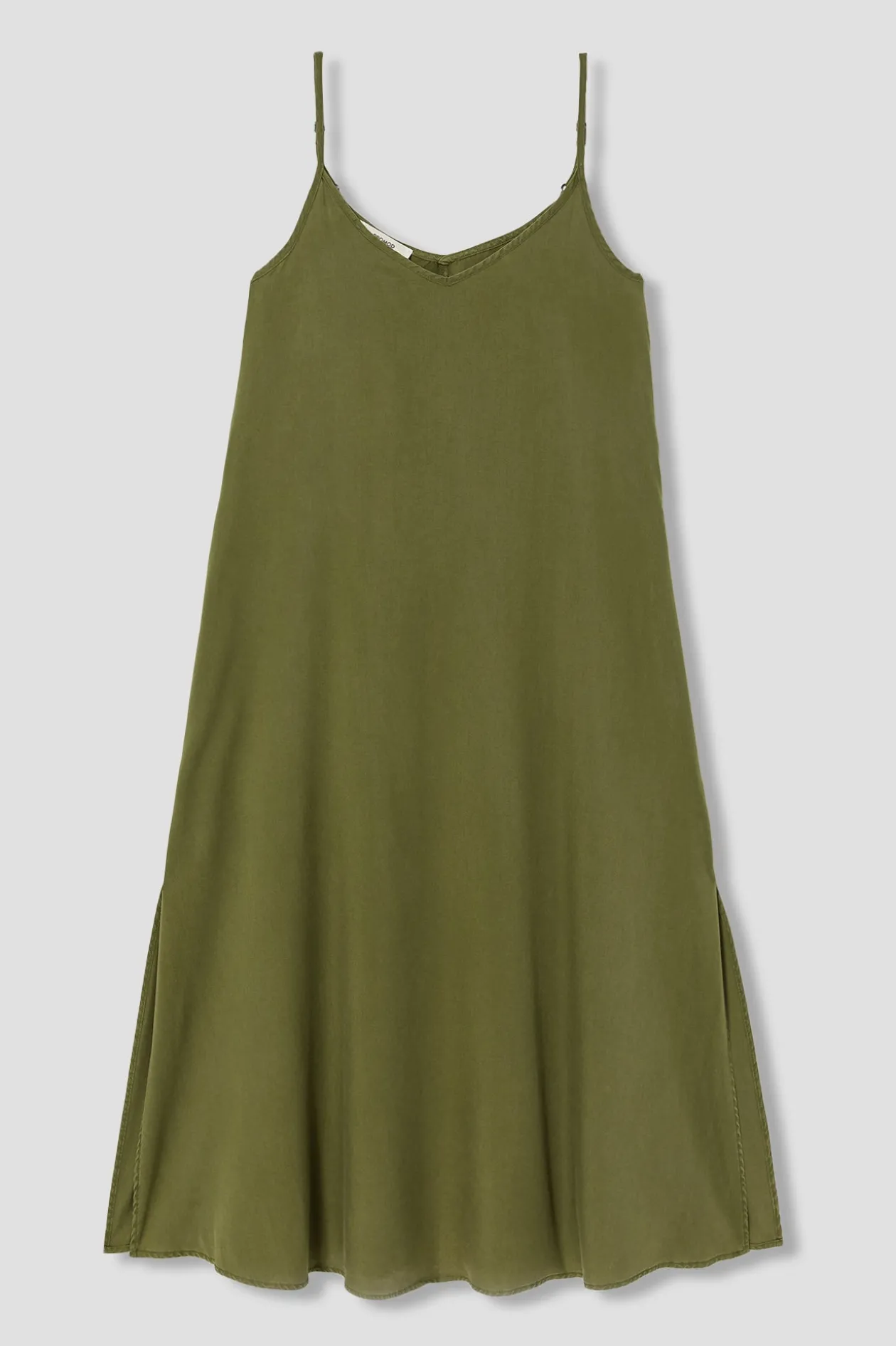 Promod Robe longue à bretelles Femme - Kaki Fashion