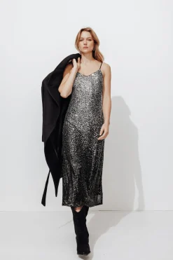 Promod Robe longue à paillettes Femme - Noir Online