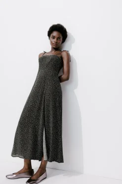 Promod Robe longue à pois Femme - Imprimé noir Impriménoir Online