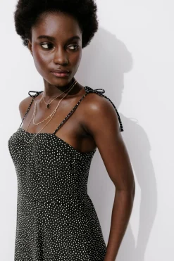 Promod Robe longue à pois Femme - Imprimé noir Impriménoir Online
