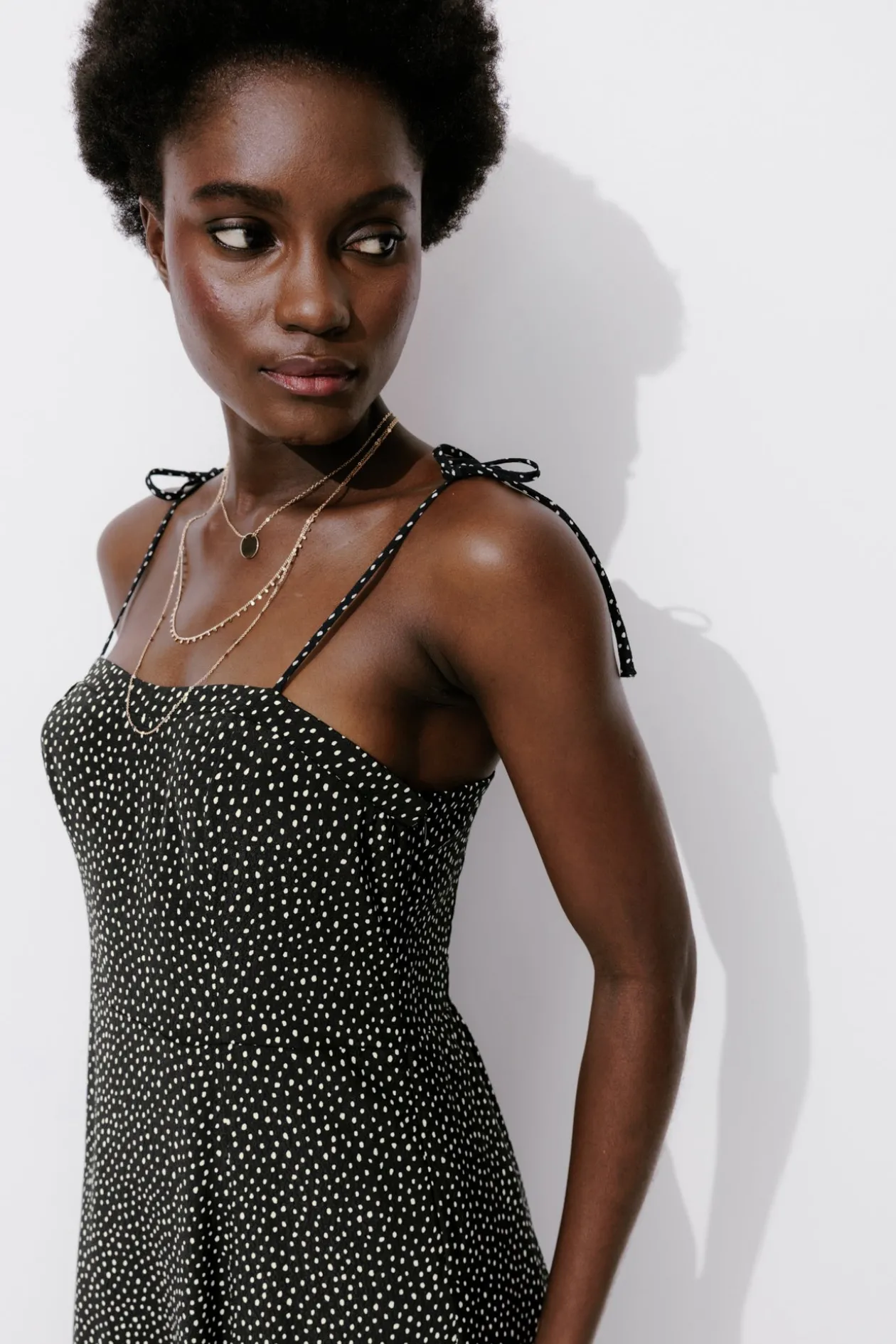 Promod Robe longue à pois Femme - Imprimé noir Impriménoir Online