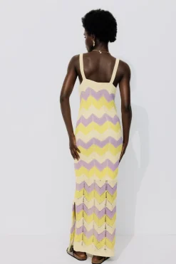 Promod Robe longue au crochet Femme - Rayé écru Rayéécru Flash Sale