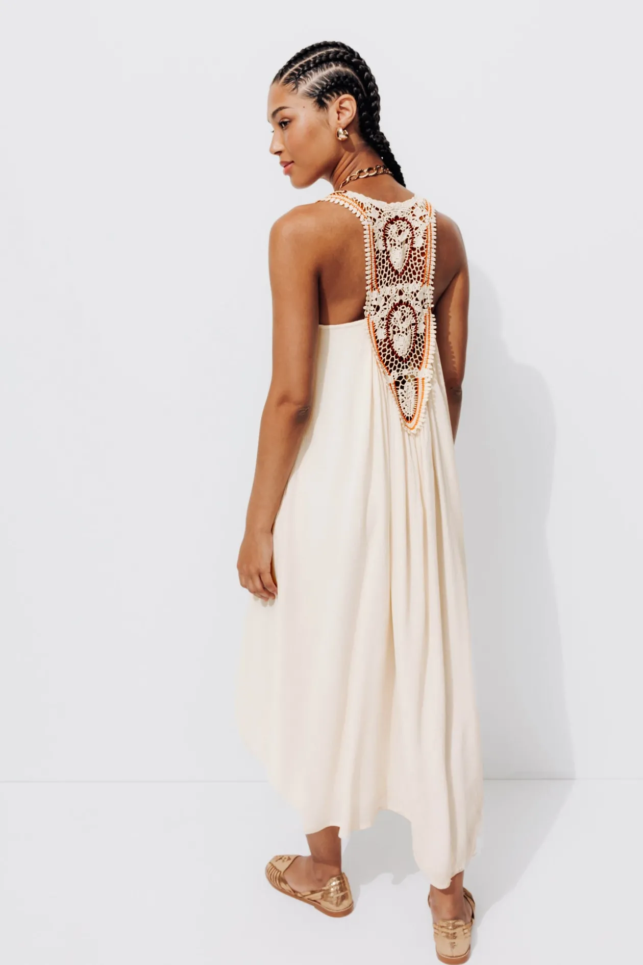 Promod Robe longue crochet dos - Ecru Fashion