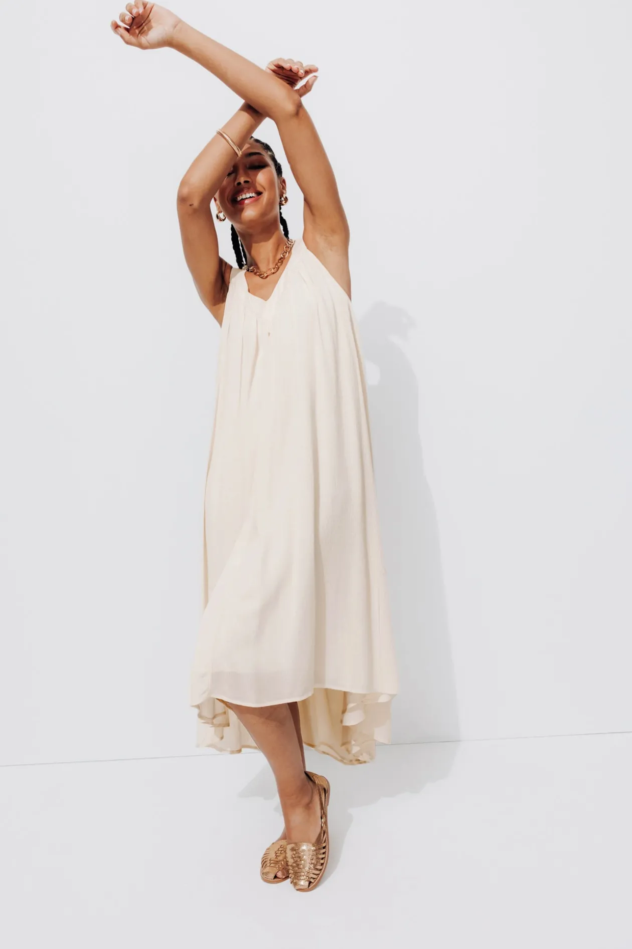 Promod Robe longue crochet dos - Ecru Fashion