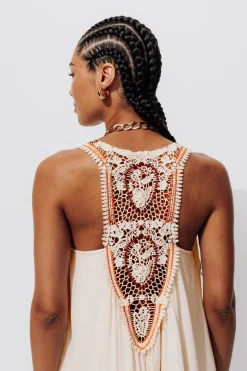 Promod Robe longue crochet dos - Ecru Fashion