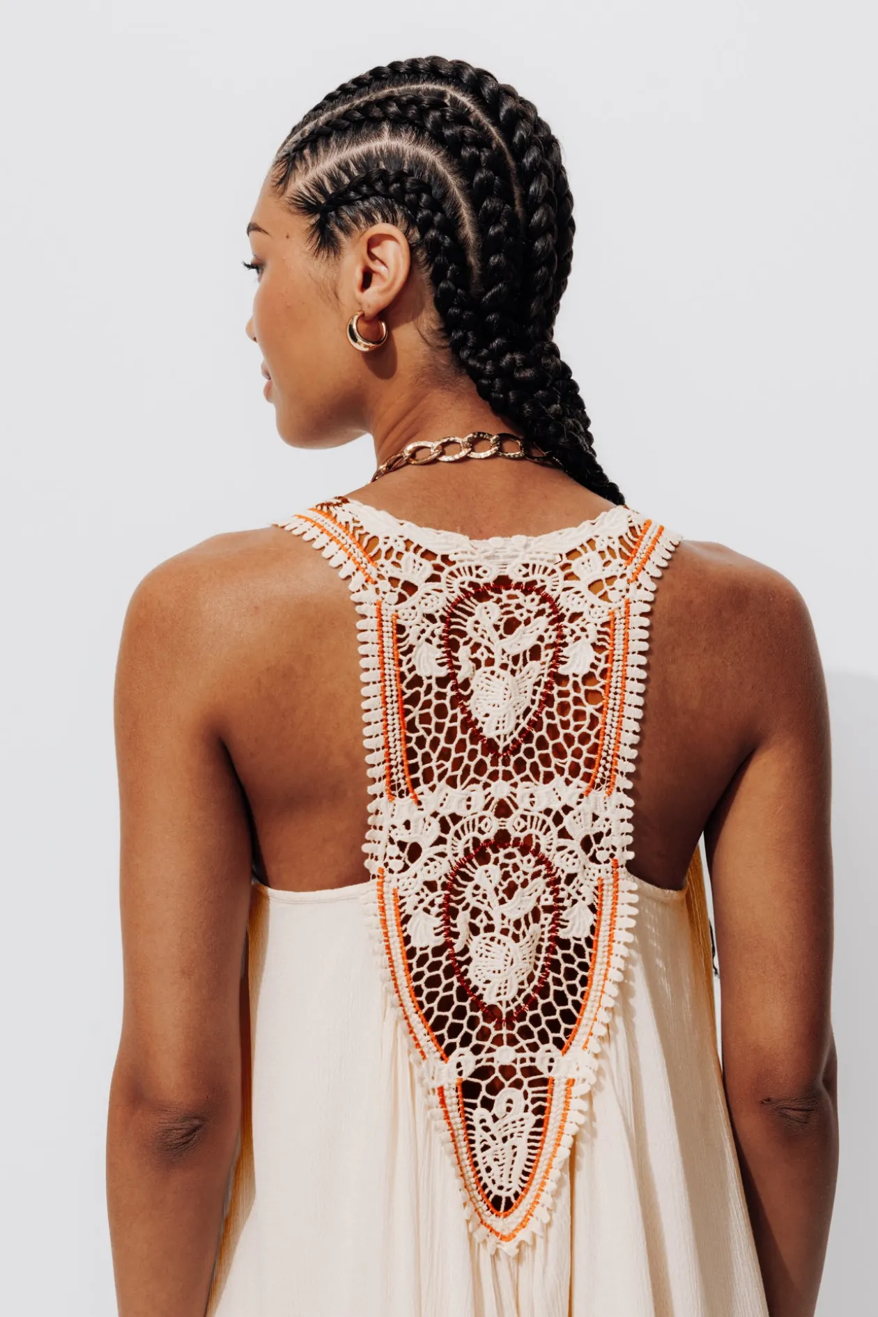 Promod Robe longue crochet dos - Ecru Fashion