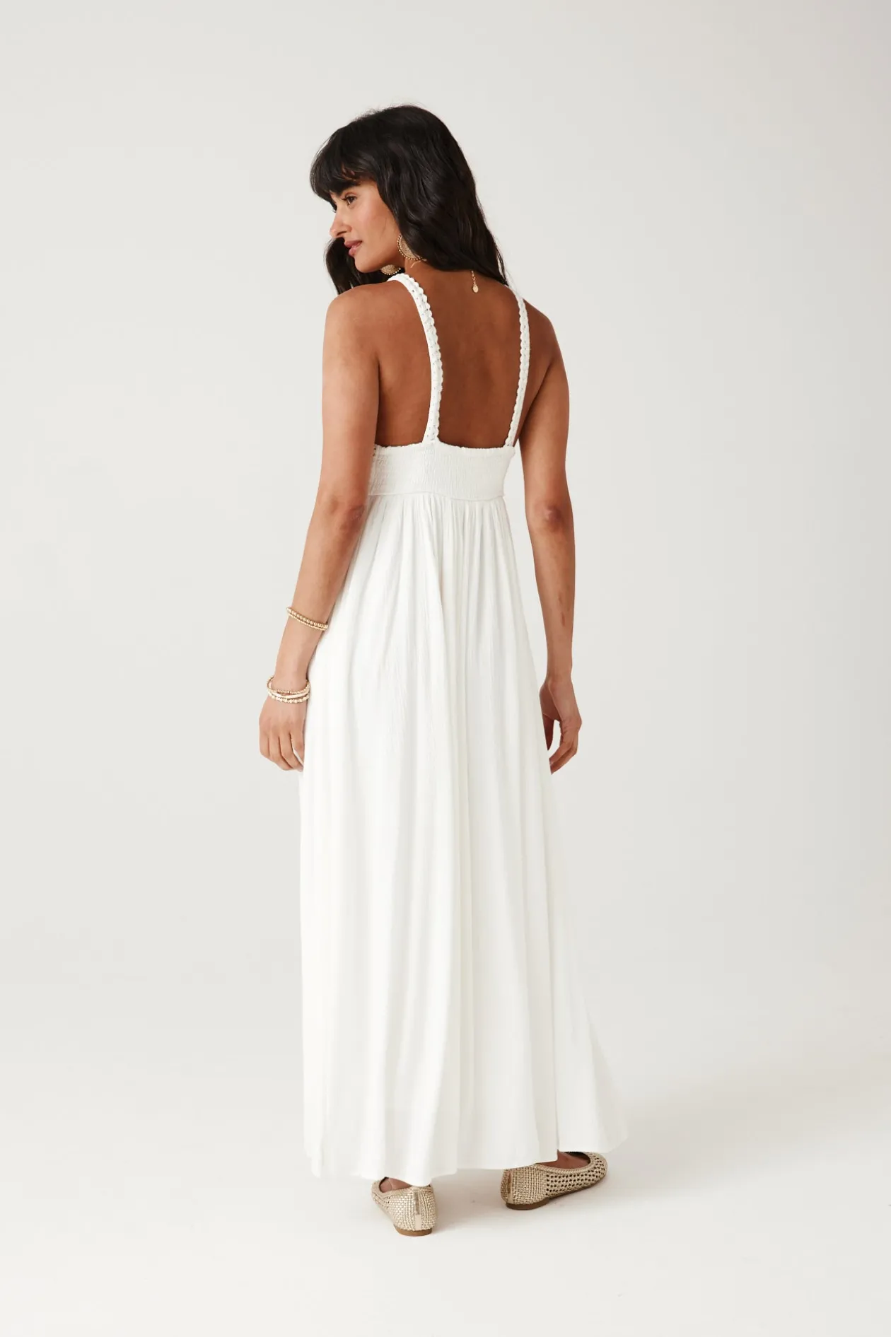 Promod Robe longue détail crochet - Ecru Clearance