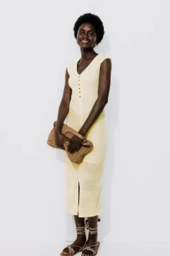Promod Robe longue effet pointelle - Beige Sale