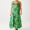 Promod Robe longue en satin imprimé - Imprimé vert Imprimévert Shop