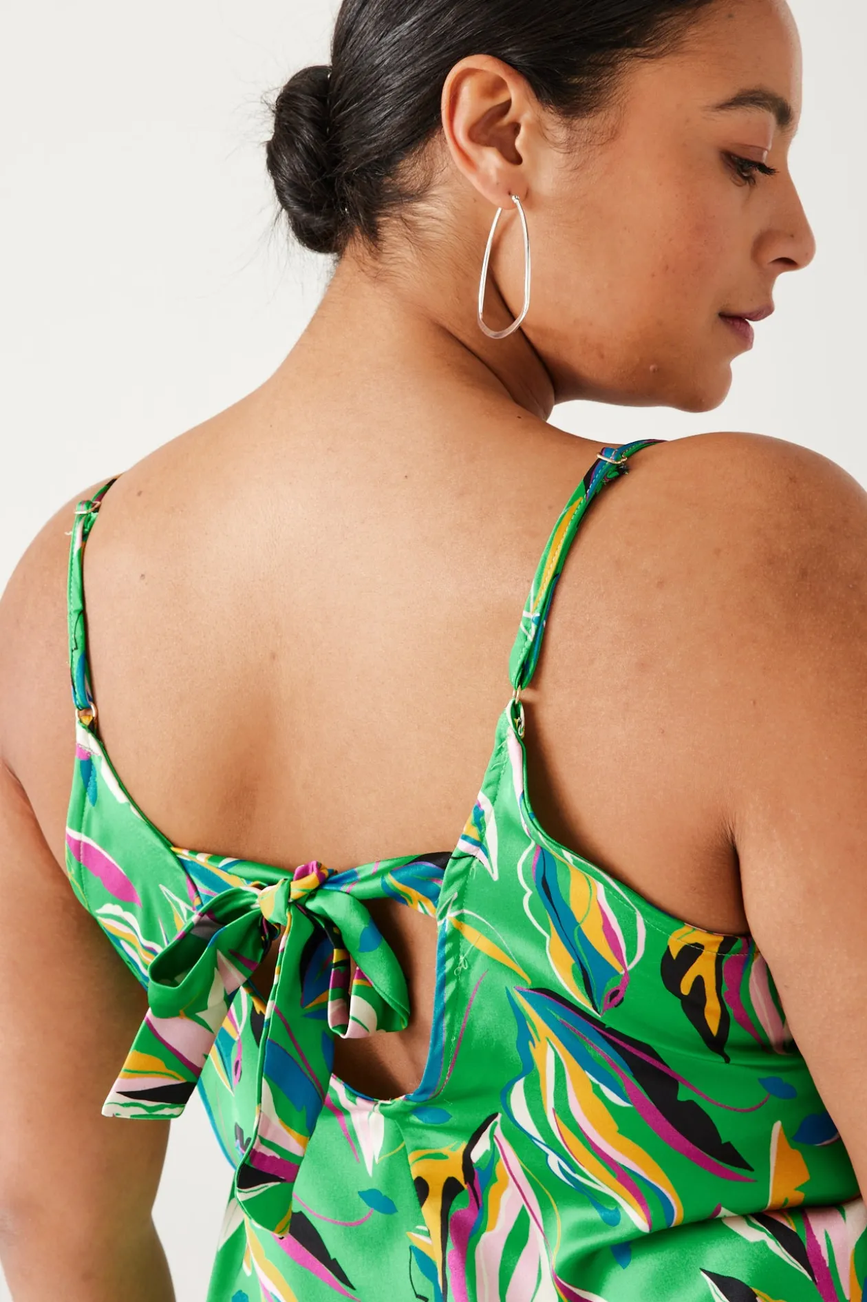 Promod Robe longue en satin imprimé - Imprimé vert Imprimévert Shop