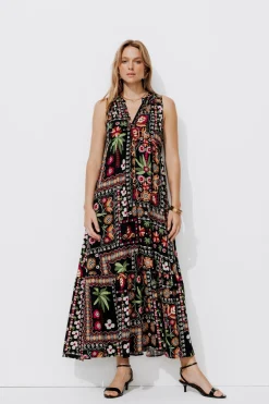 Promod Robe longue imprimée Femme - Imprimé noir Impriménoir Flash Sale