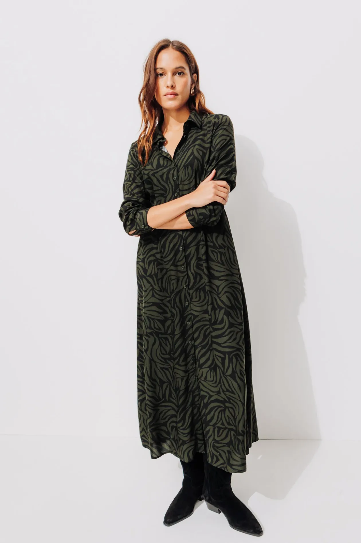 Promod Robe longue imprimée Femme - Imprimé kaki Imprimékaki Sale