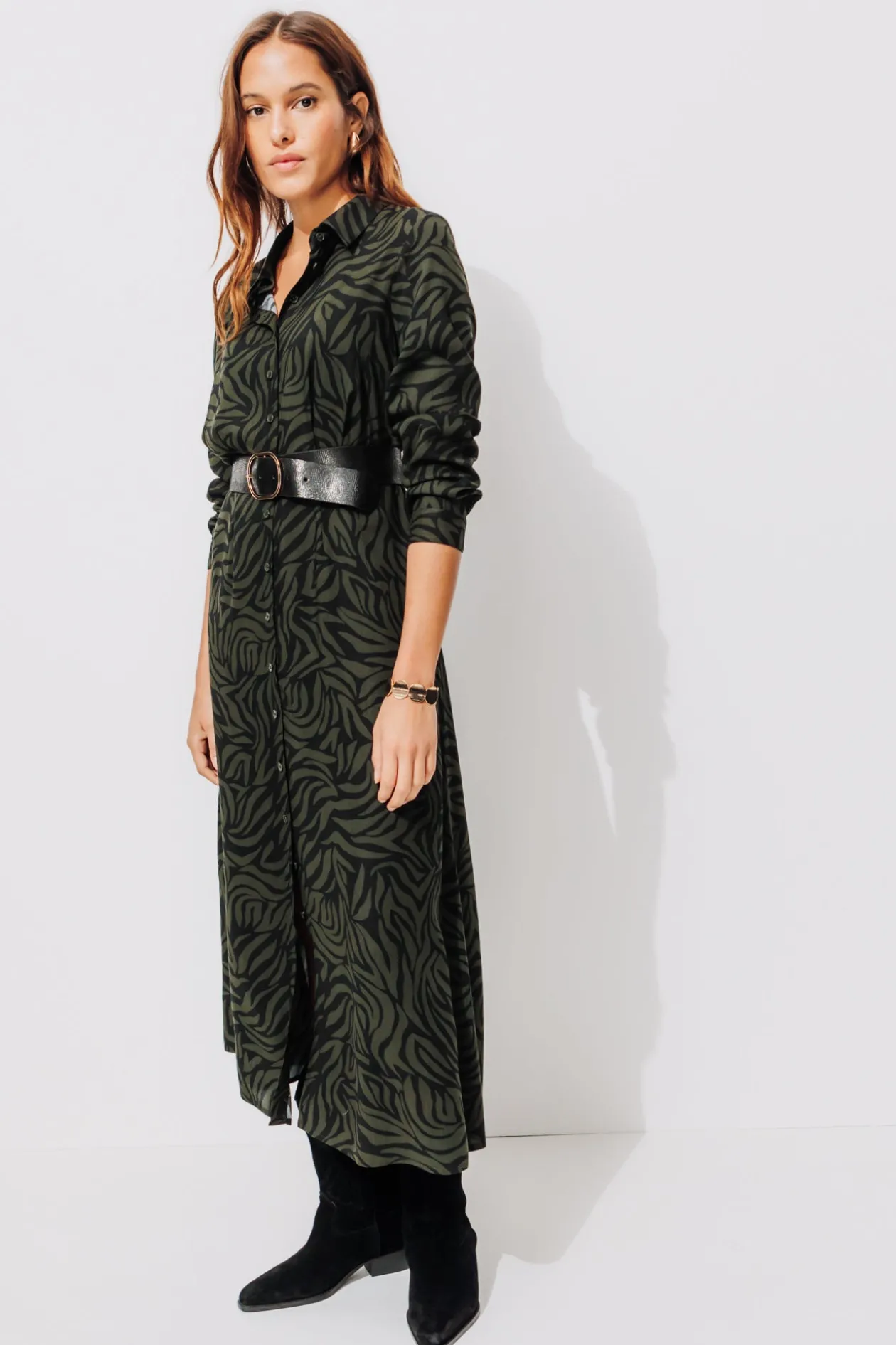 Promod Robe longue imprimée Femme - Imprimé kaki Imprimékaki Sale