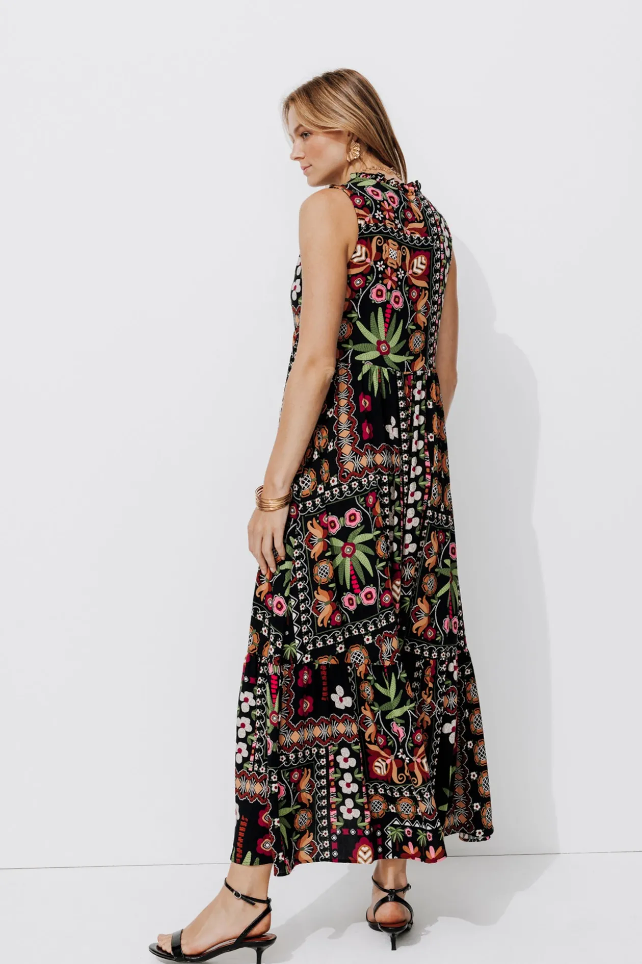 Promod Robe longue imprimée Femme - Imprimé noir Impriménoir Flash Sale
