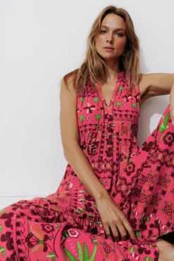 Promod Robe longue imprimée Femme - Imprimé rose Imprimérose Best