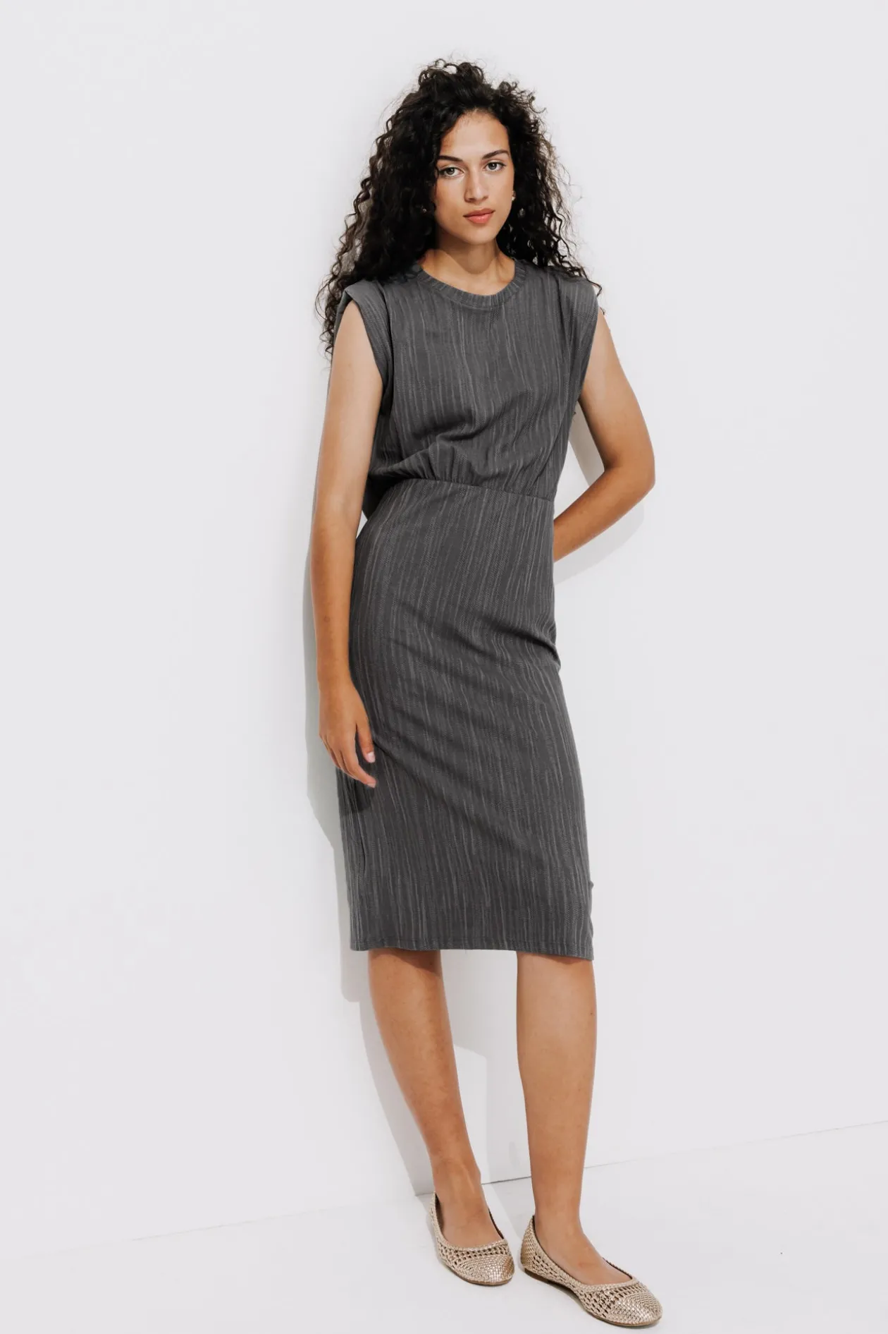 Promod Robe longue sans manches - Gris foncé Grisfoncé New