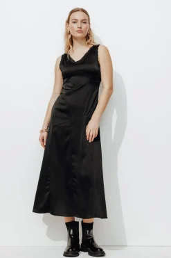 Promod Robe longue satinée Femme - Noir Cheap